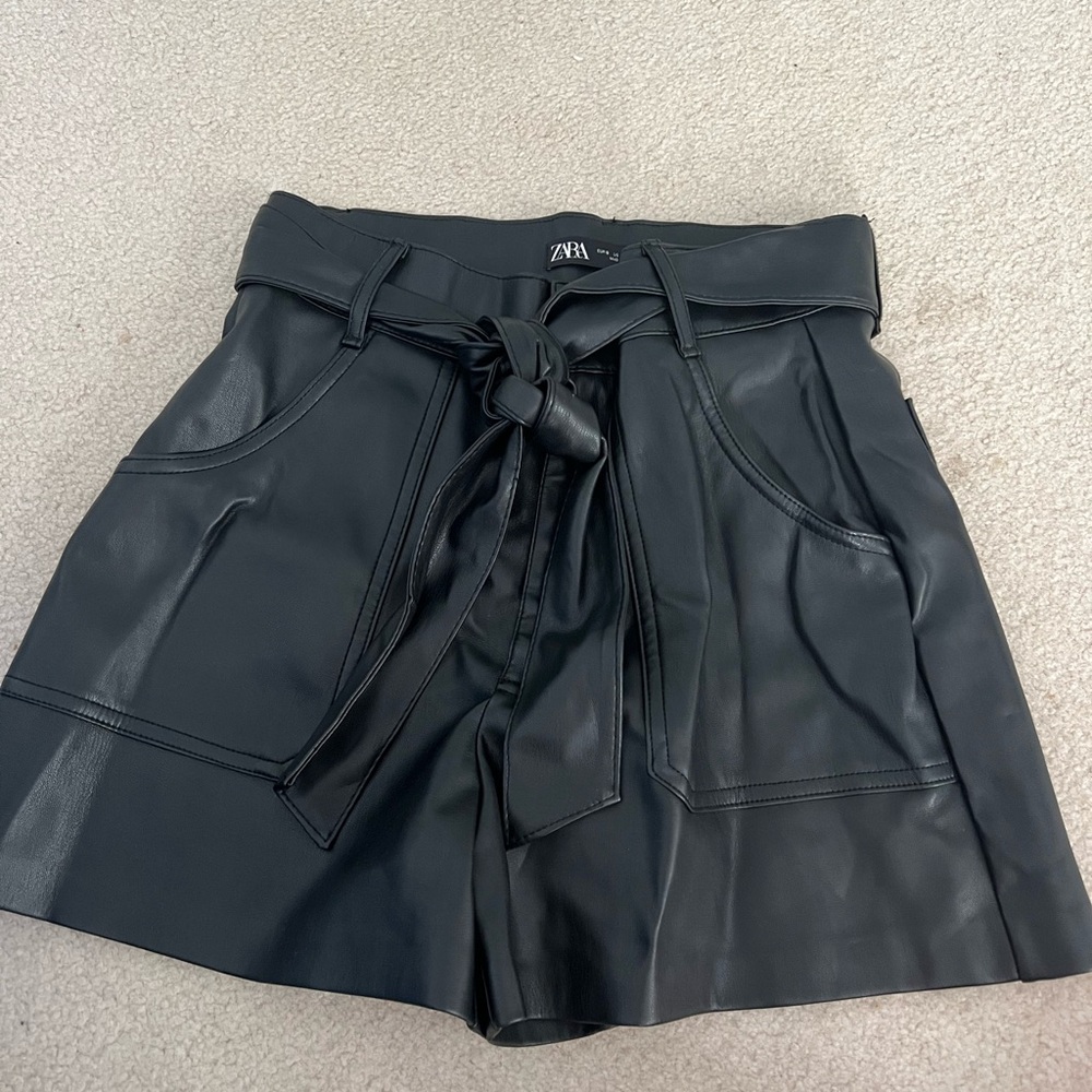 Zara leather shorts